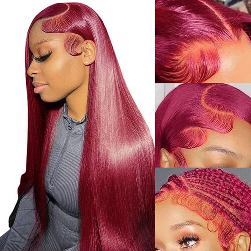 Fiumer Burgundy wig 28-inch full lace front for natural part and length.
