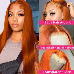 Fiumer ginger wig closeup texture highlights smooth Brazilian hair