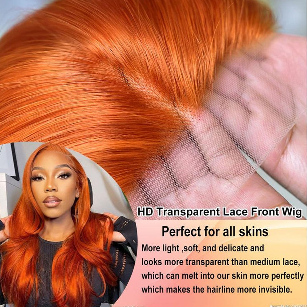 Fiumer ginger wig model wear demonstrates versatile styling options