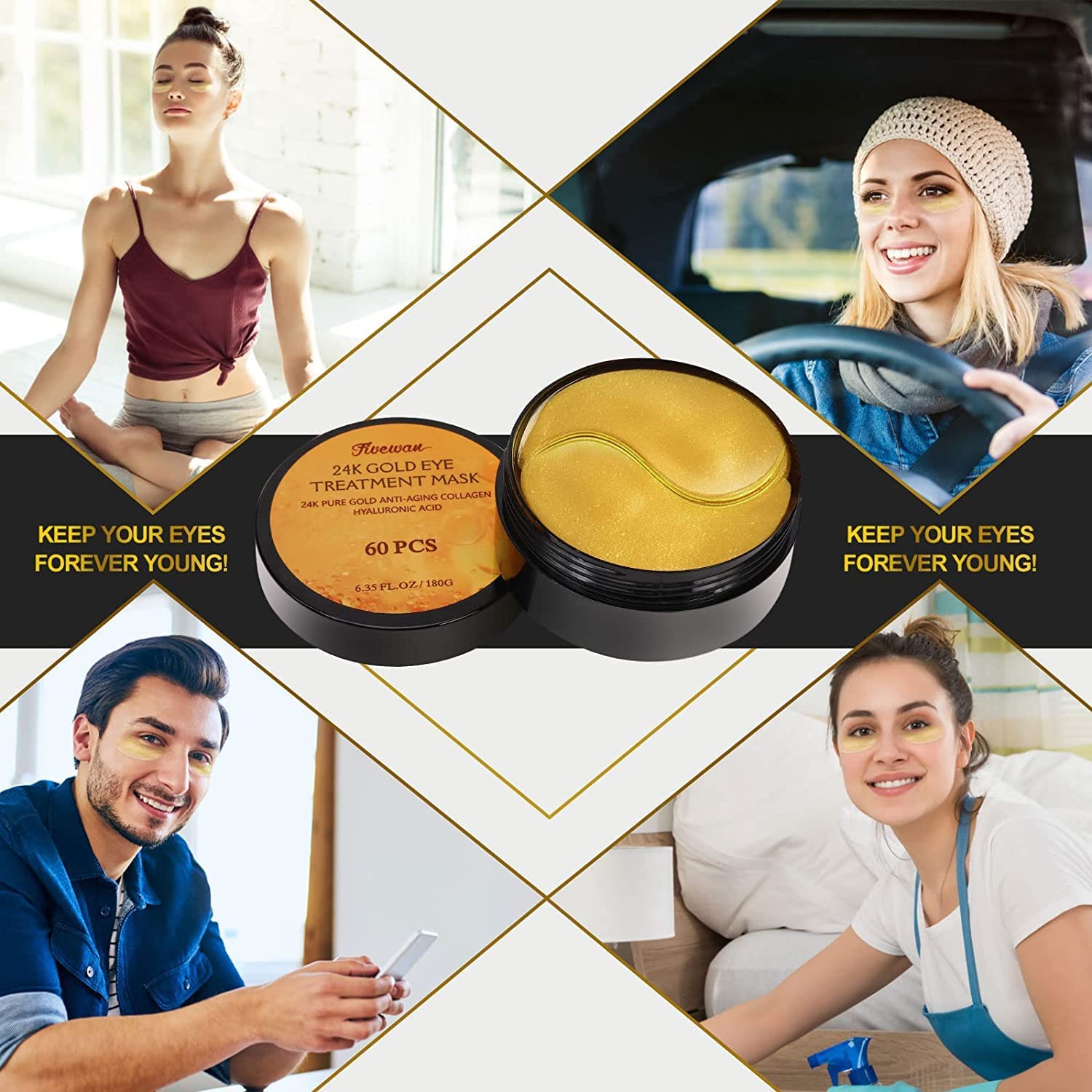 Fivewan rutina de belleza rápida para el contorno de ojos