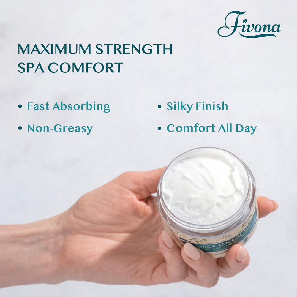 Daily use of FIVONA 42% Urea foot cream on feet.