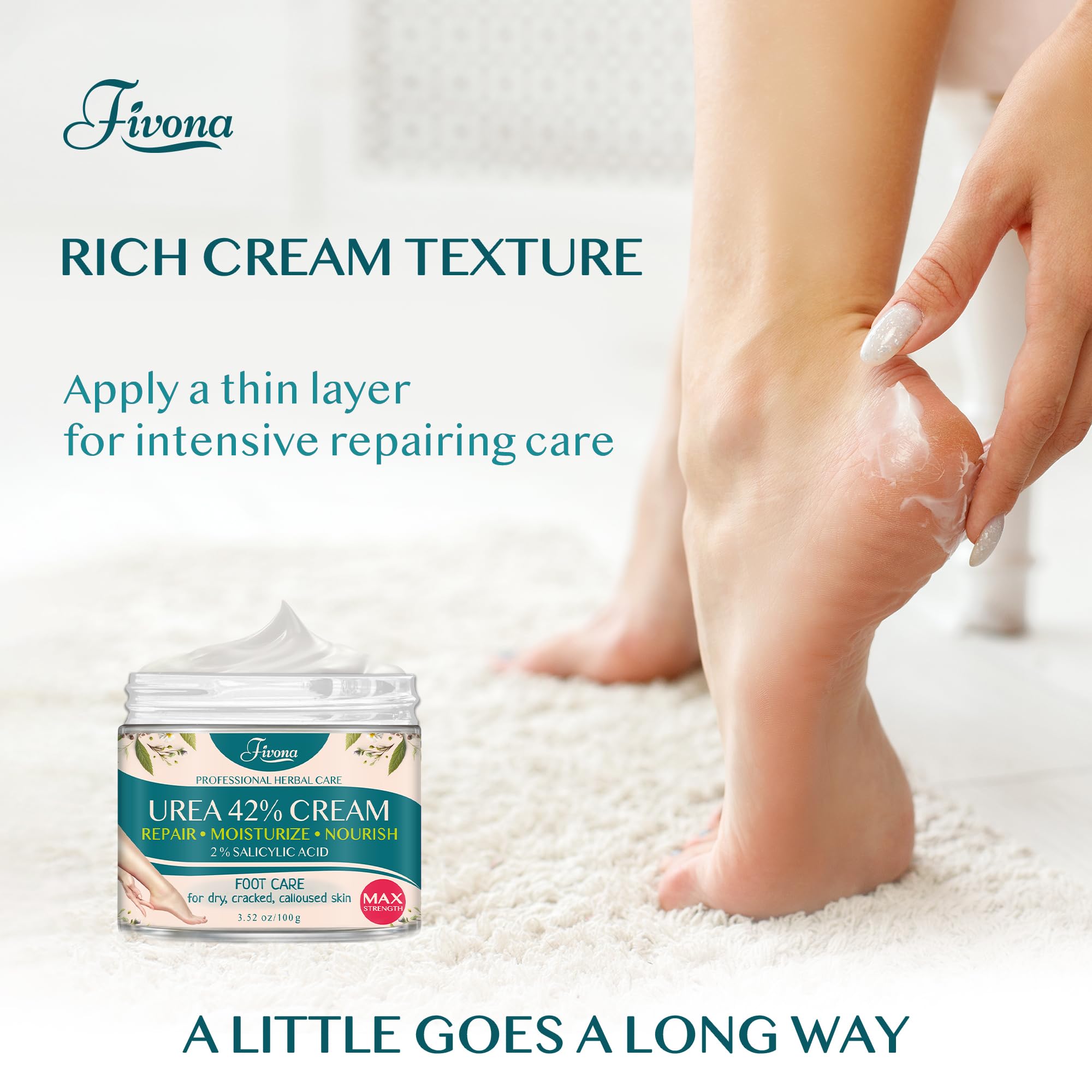 FIVONA 42% Urea being massaged onto rough heels.