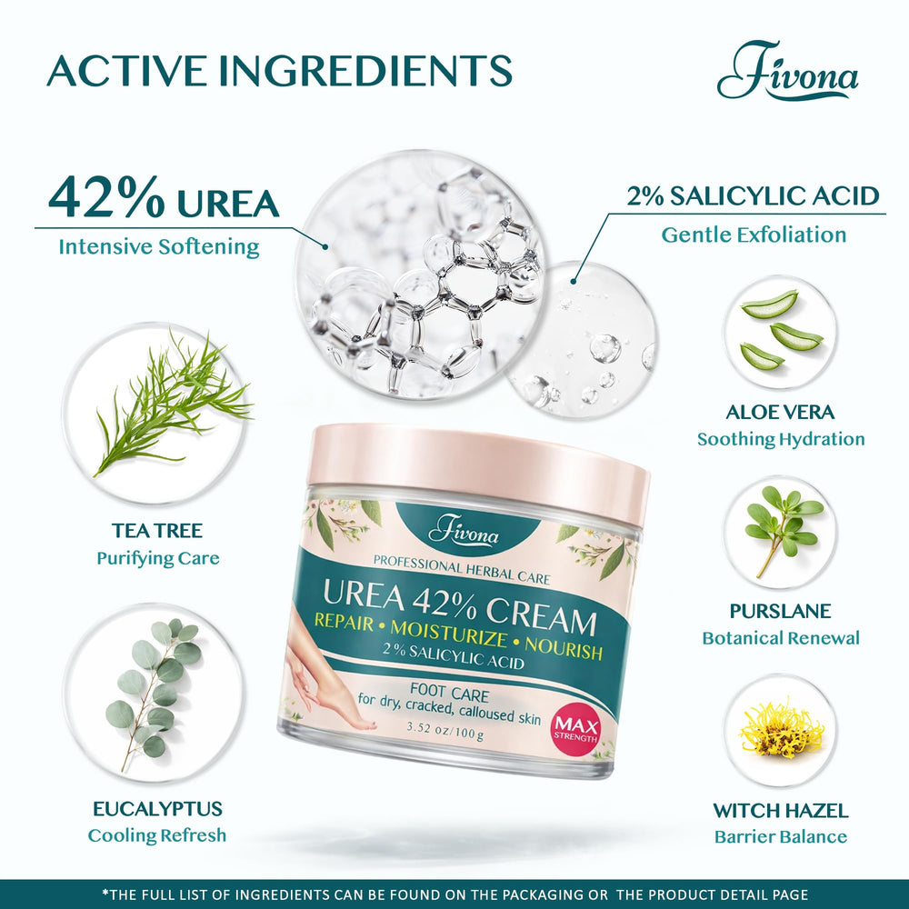 Close-up of FIVONA foot cream texture for thick, dry areas.