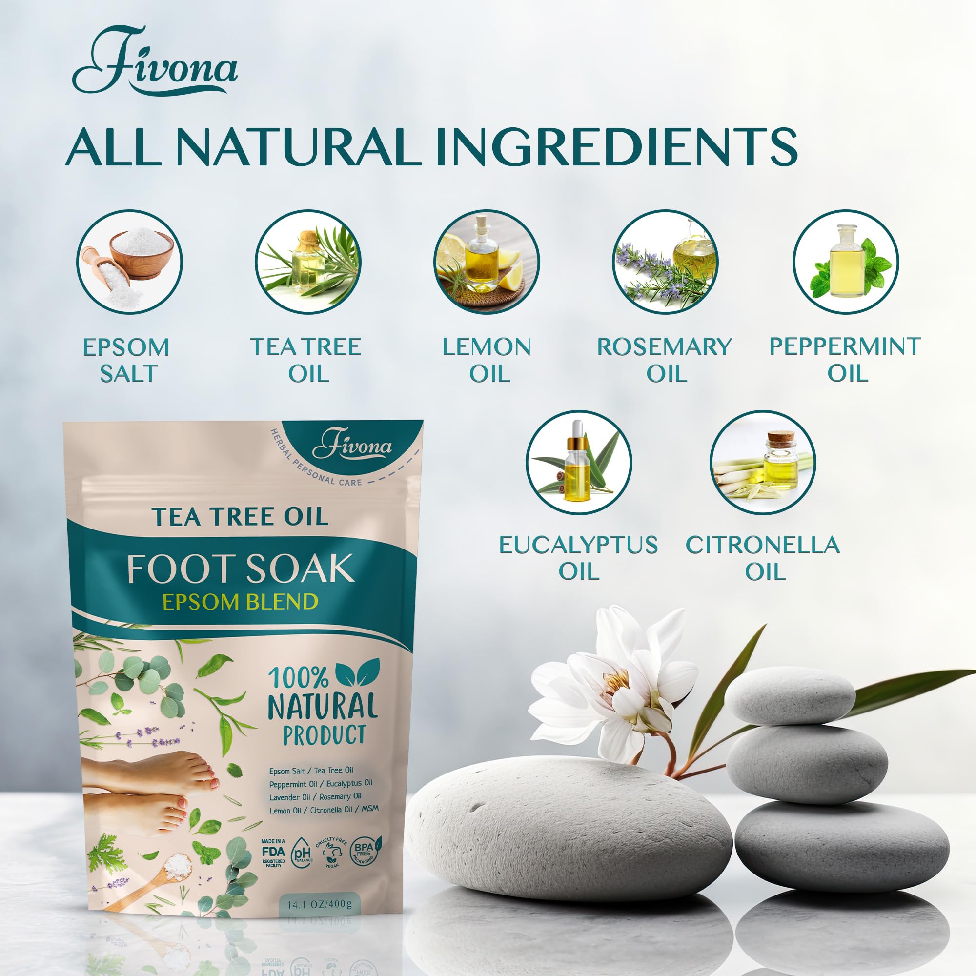 FIVONA pies listos para higiene con fragancia fresca y natural