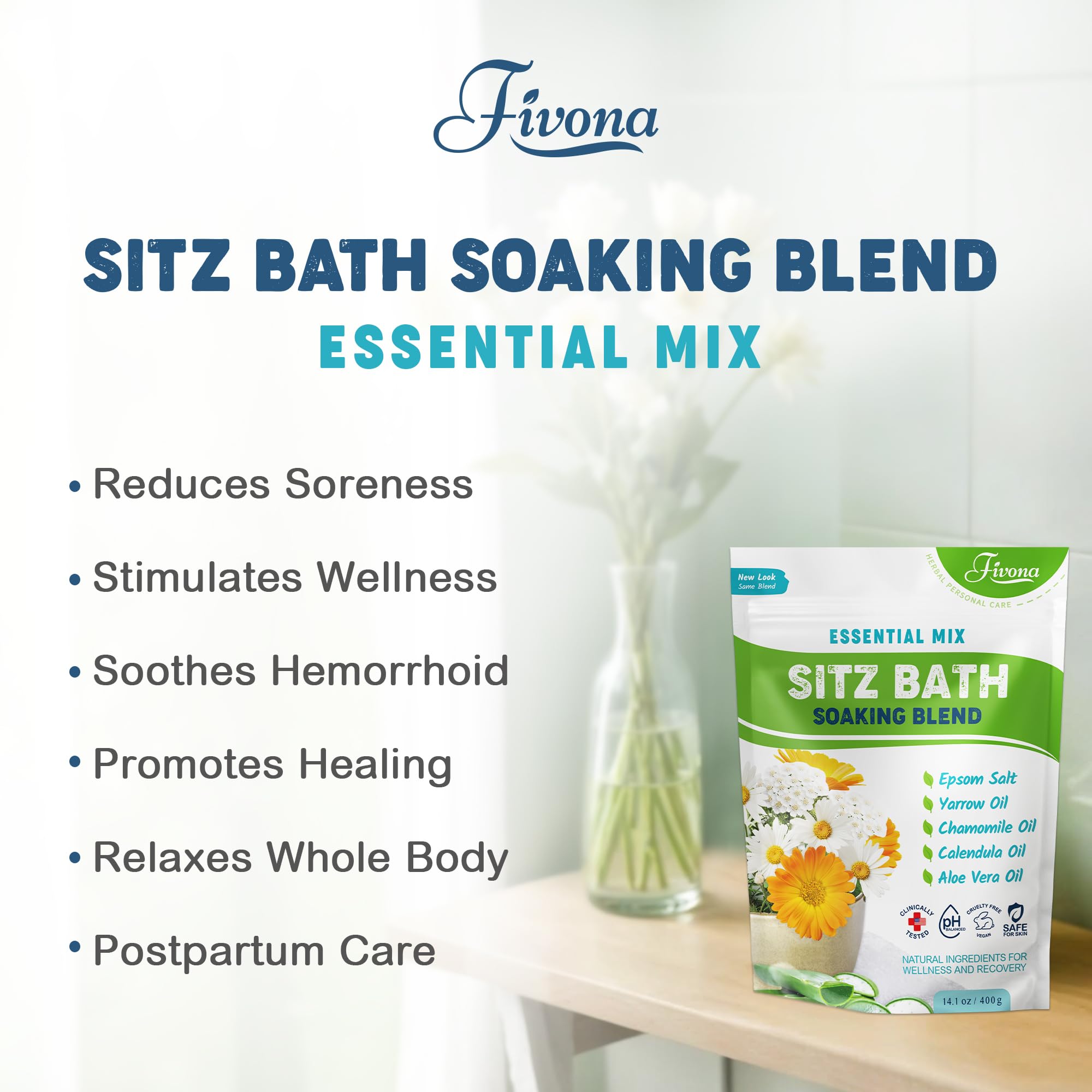 FIVONA Sal de Baño para Asiento, aceites esenciales para relajación suave
