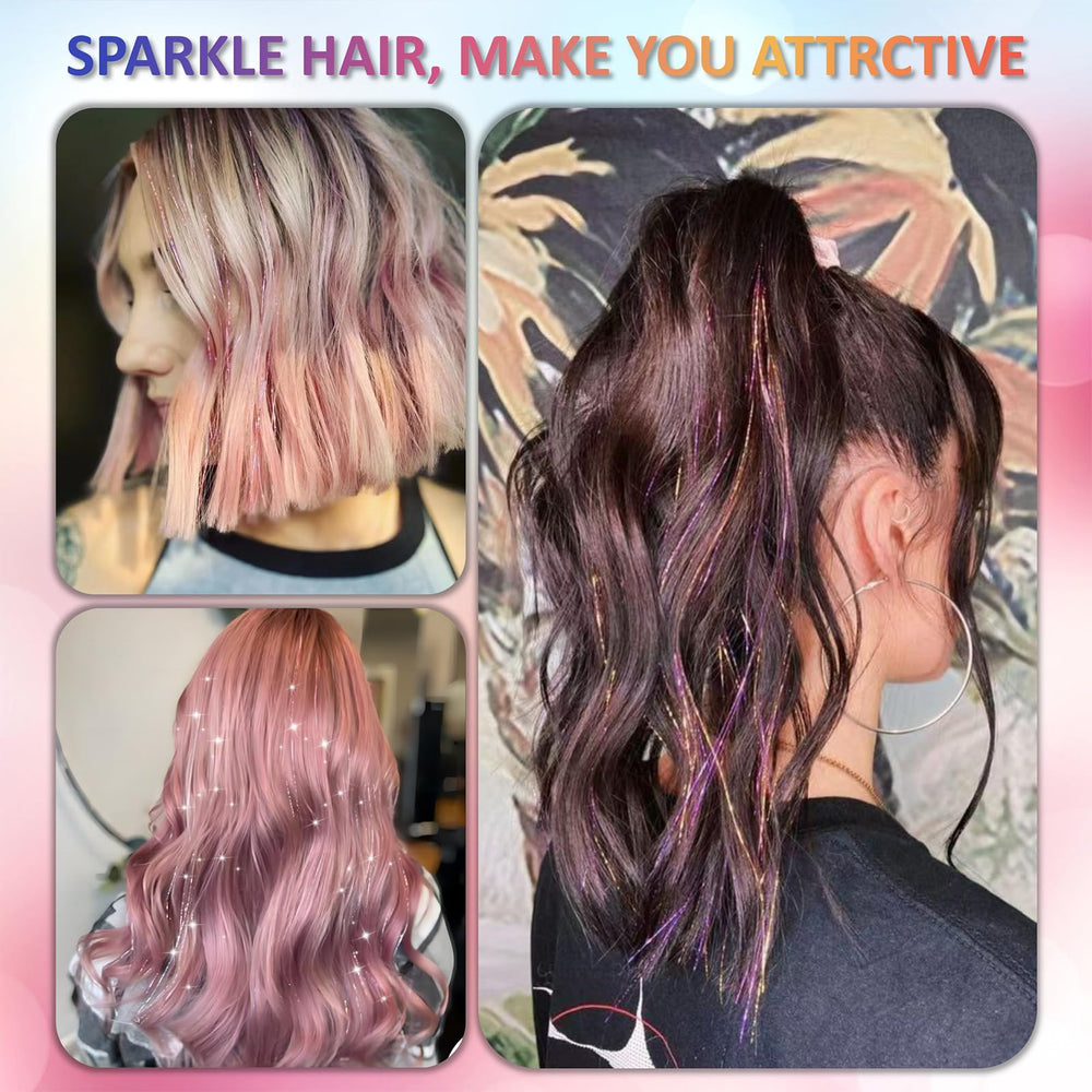 Fiwecos 48-inch hair tinsel length for dramatic, festival-ready sparkle