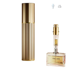 Fiwecos travel perfume bottle gold with bottom refill pump for on-the-go fragrance.