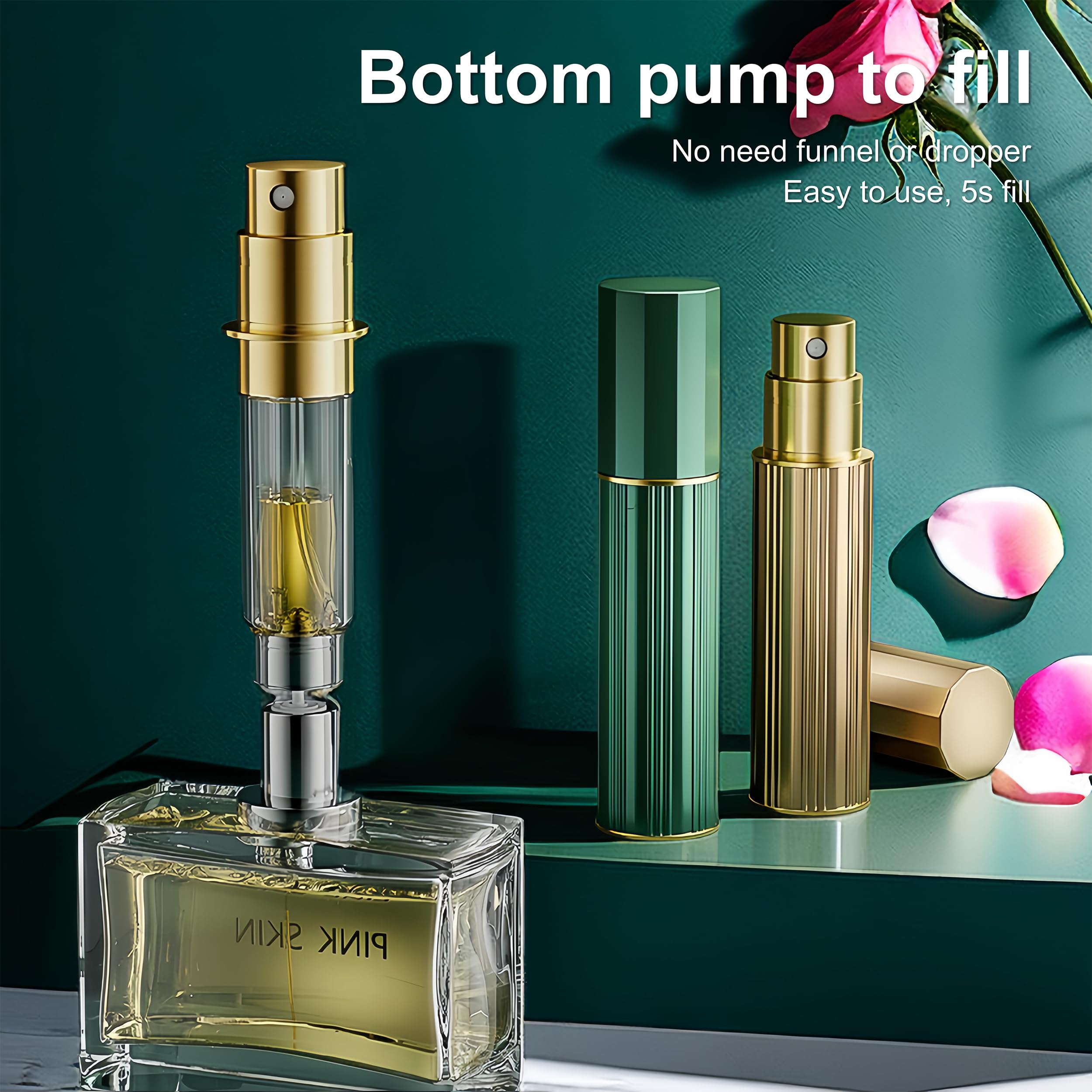 Fiwecos pocket atomizer 5ml aluminum gold compact travel essential.