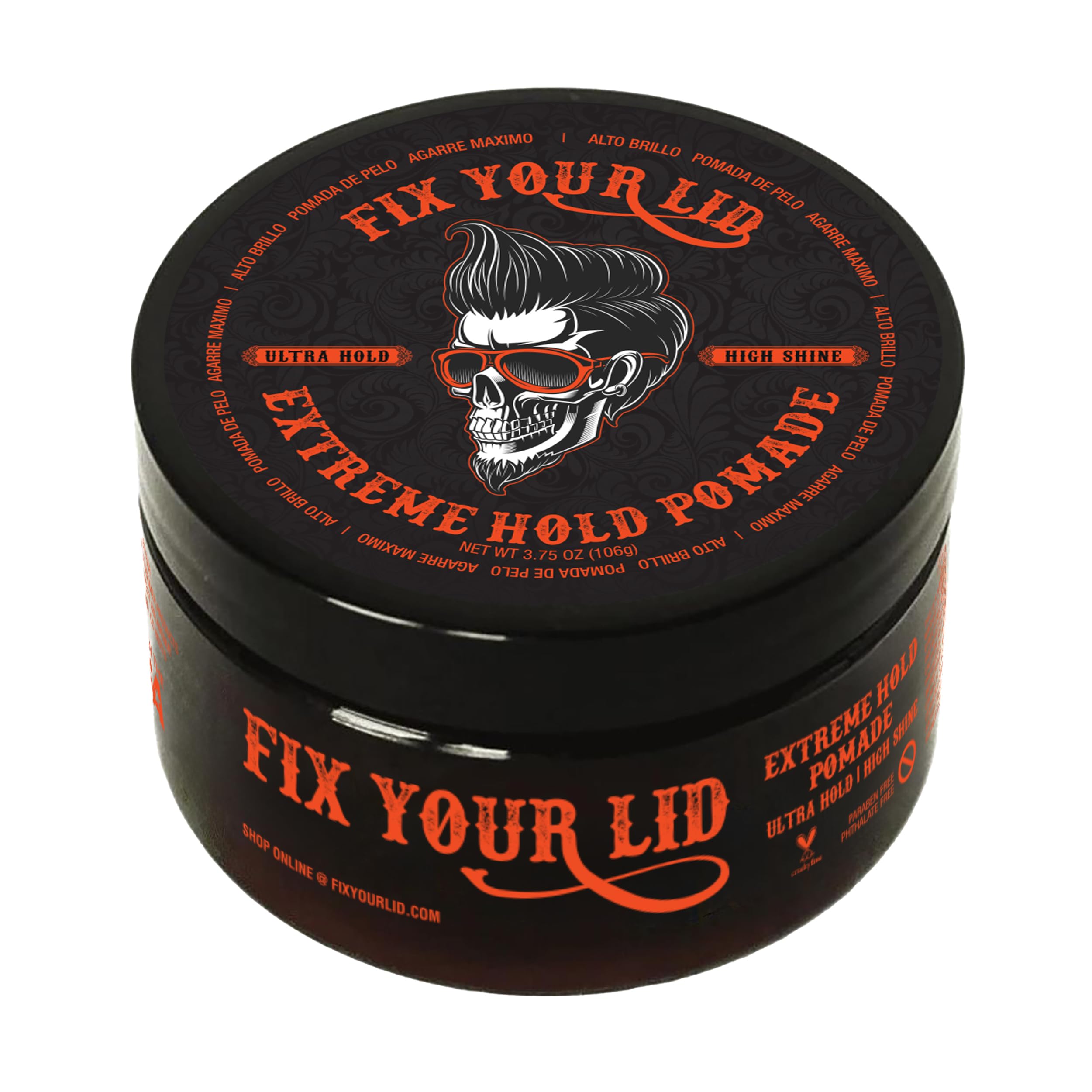 Fix Your Lid Sujeción Extrema: pomada con fijación extrema en una práctica botella de 3.75 oz.