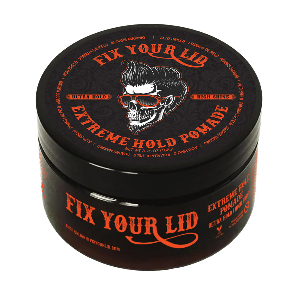 Fix Your Lid Sujeción Extrema: pomada con fijación extrema en una práctica botella de 3.75 oz.