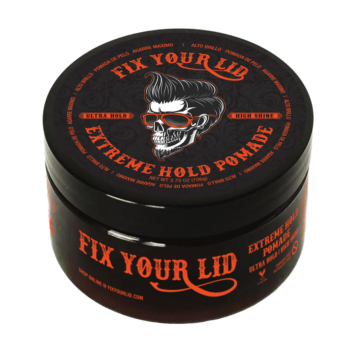 Fix Your Lid Sujeción Extrema: pomada con fijación extrema en una práctica botella de 3.75 oz.