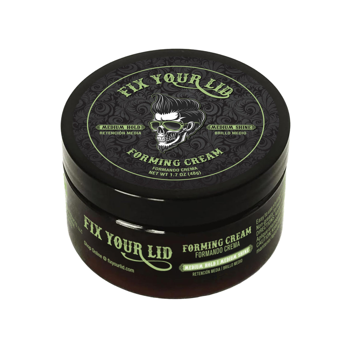 Fix Your Lid Forming Cream bottle closeup, showcasing compact, travel-friendly styling.
