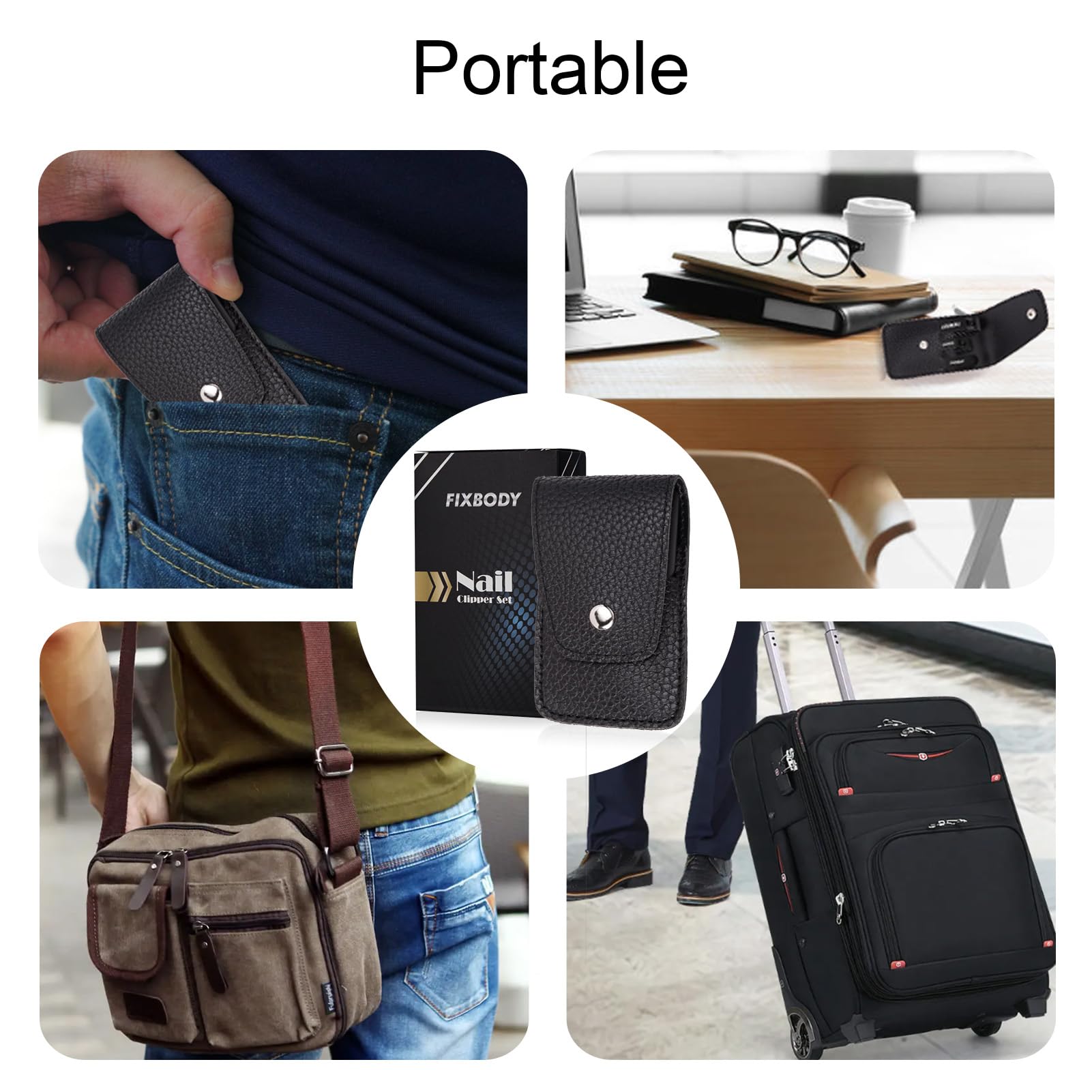 FIXBODY compact kit fits purse or pocket for travel grooming.