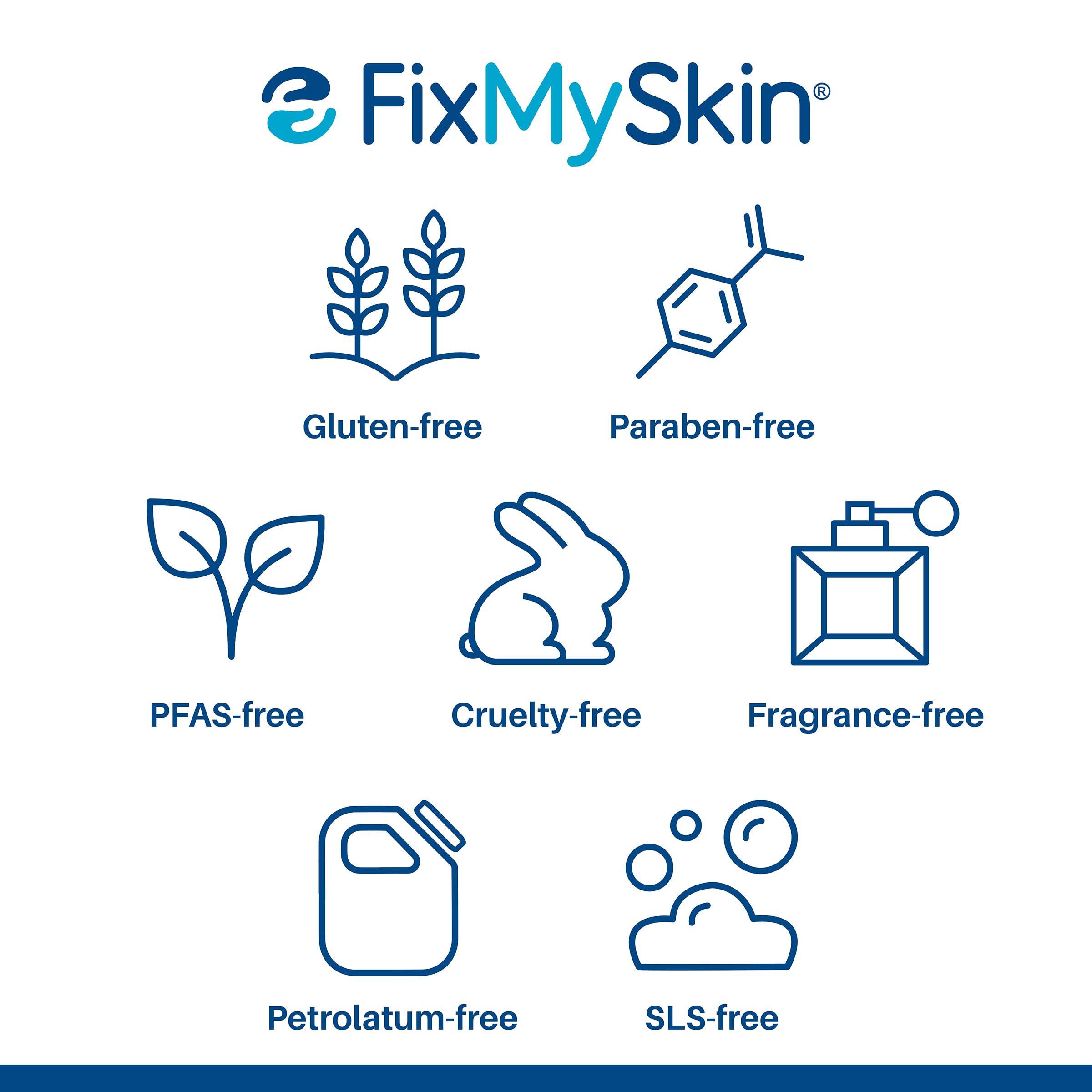 FixMySkin tubo portátil para viajes, tamaño compacto para llevar.