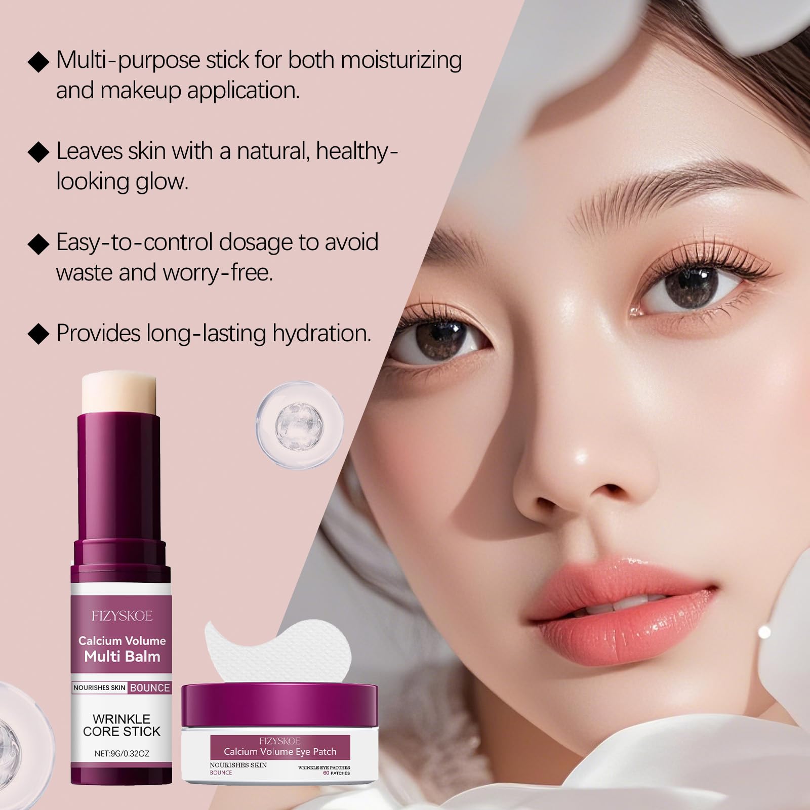 FIZYSKOE calcium multi balm stick glides smoothly for targeted eye care.