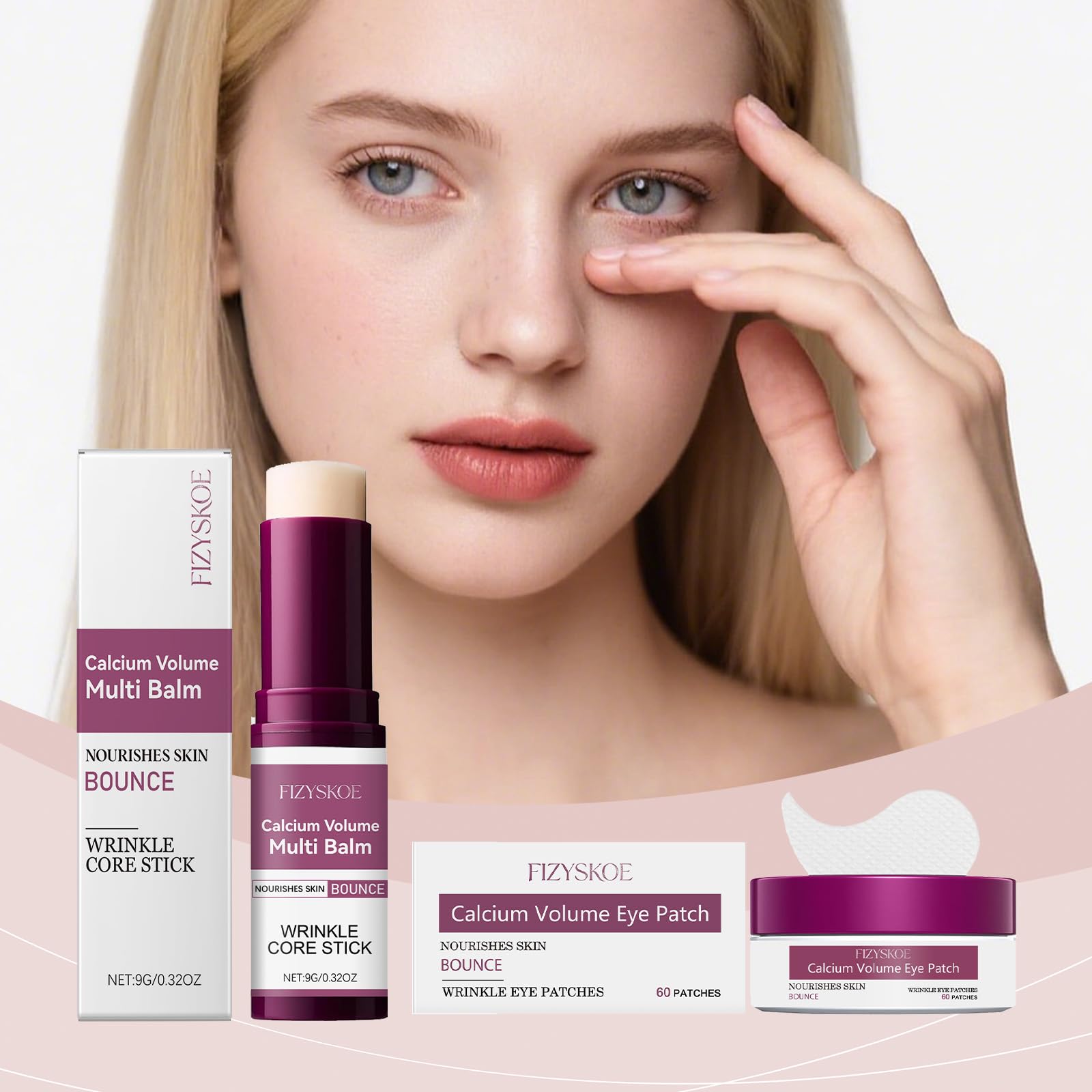 Balm stick is used on neck and wrinkle-prone areas for support.