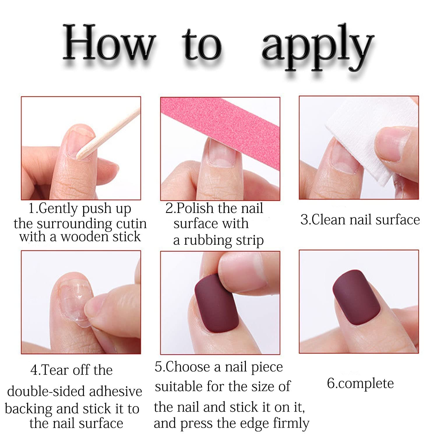 FJSMTOPl box of press-on nails and tools for DIY manicure