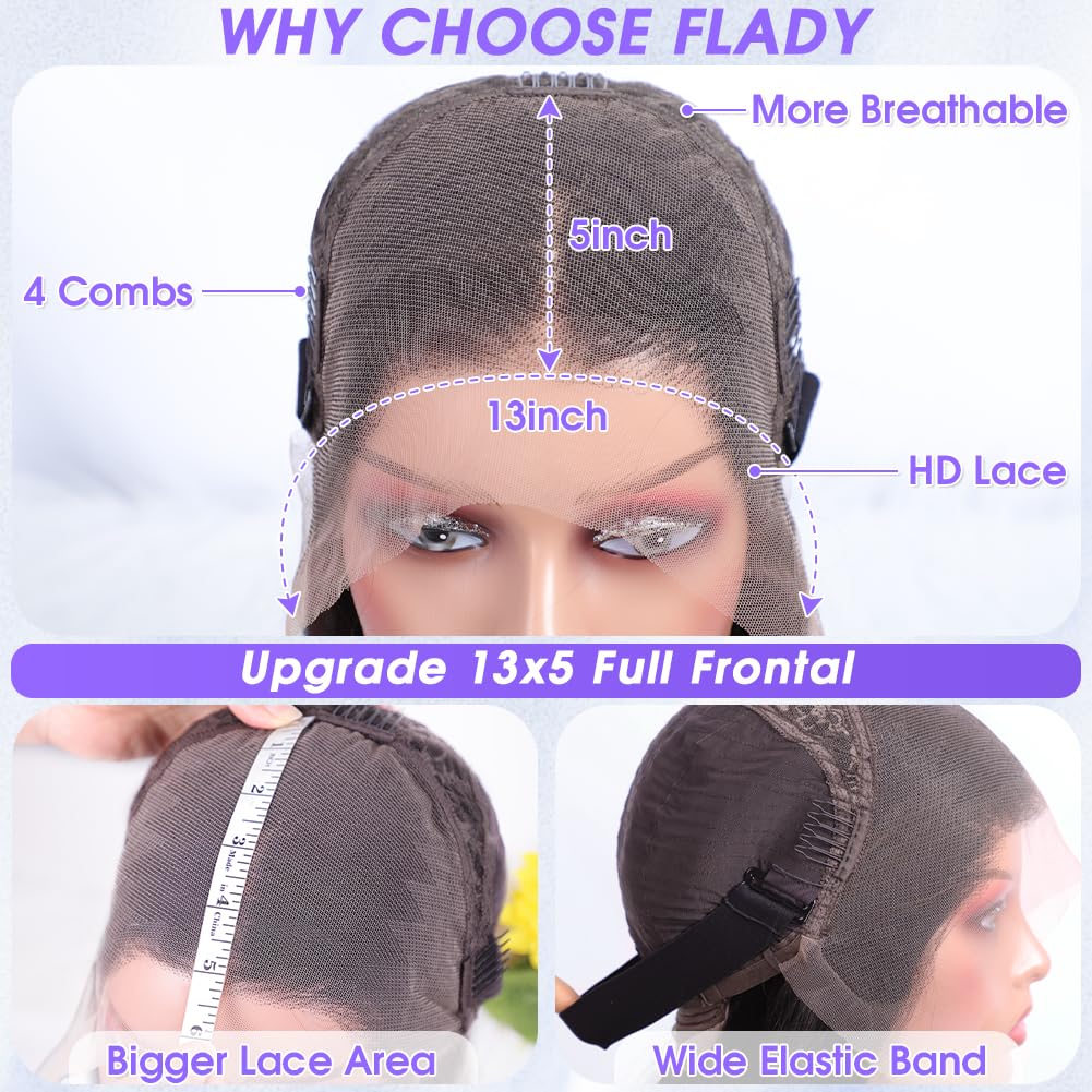Flady 180% density bone straight wig ready for styling and daily wear