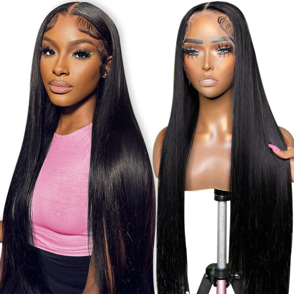 Flady 28-inch bone straight wig front view showing natural hairline and density