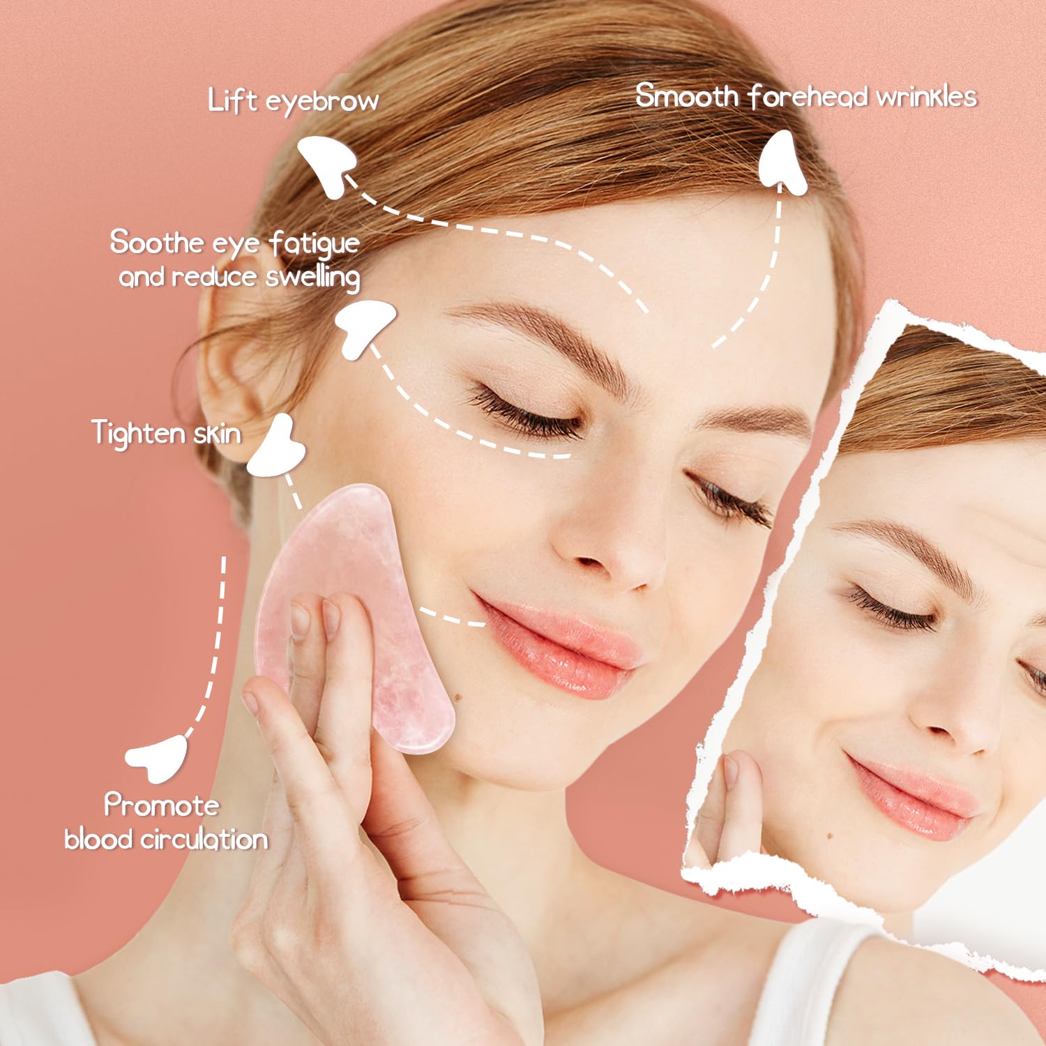 Flagest Rose Quartz face massage tool with smooth surface for gentle skin care