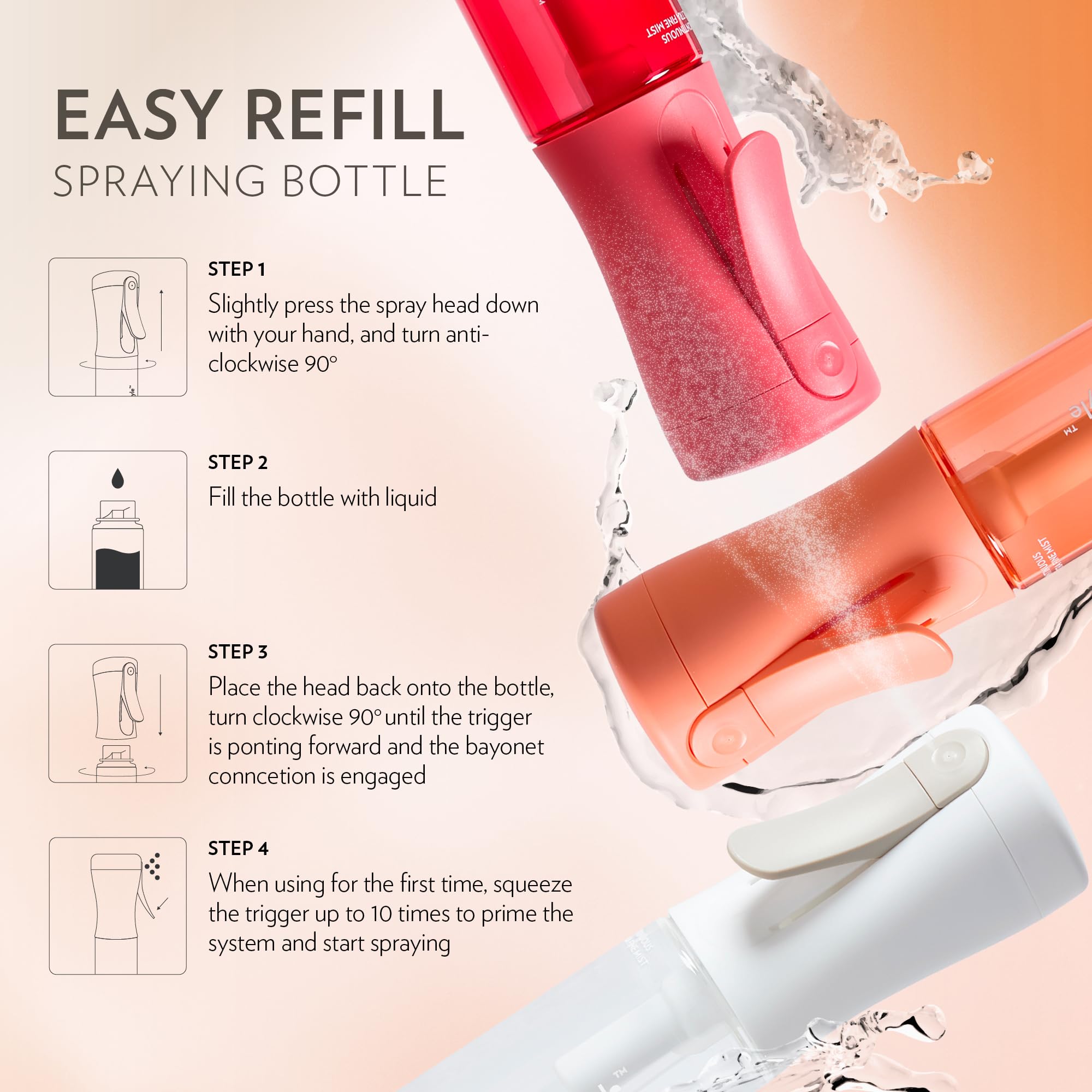 FLAIROSOL MyStyle primed trigger ensures quick, consistent spray from first use.
