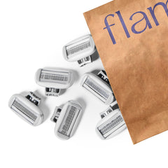 Aloe and shea butter strip on Flamingo refill for skin protection.