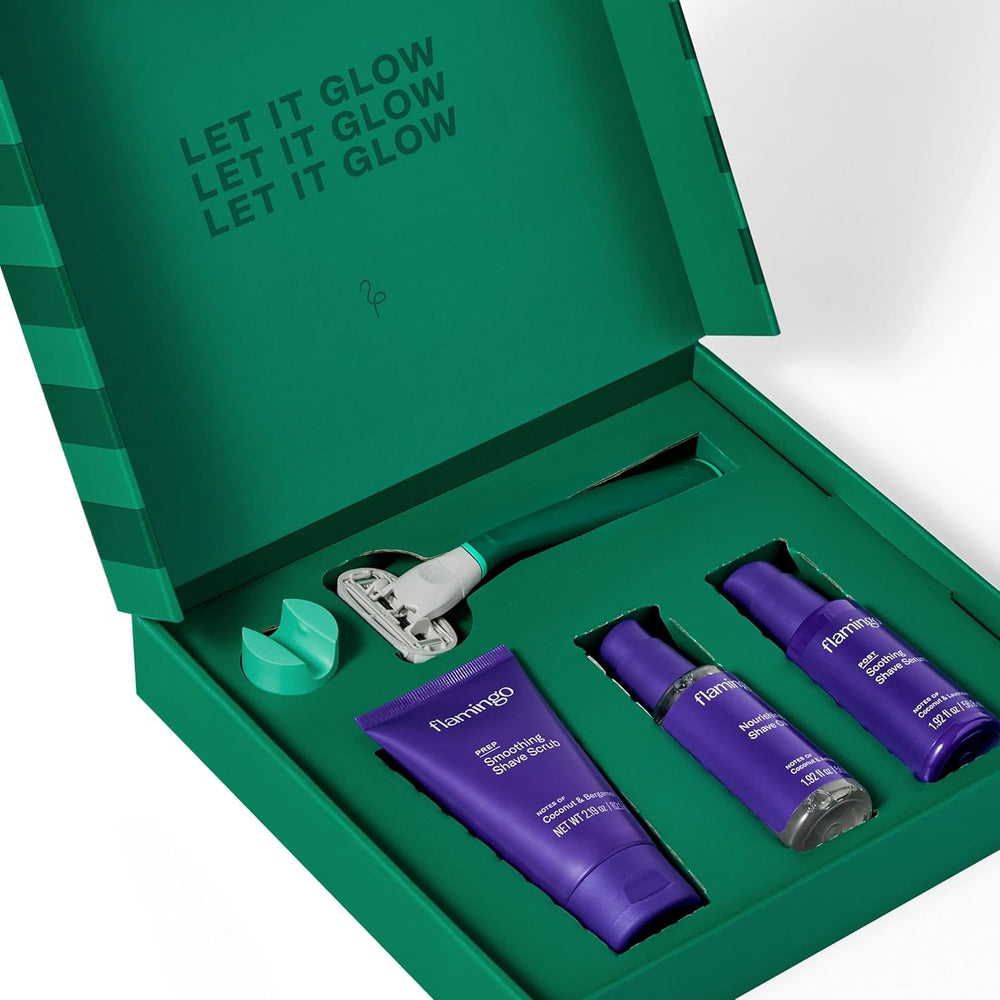 Flamingo Complete Shave Set Blade Refills with ultra-thin blades for lasting smoothness.