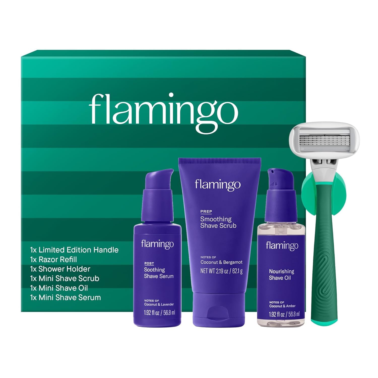 Flamingo Complete Shave Set Razor Handle with secure ergonomic grip for precise shaving.
