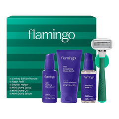 Flamingo Complete Shave Set Razor Handle with secure ergonomic grip for precise shaving.
