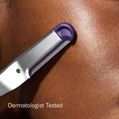 Flamingo Dermaplane blade refill pull-tab for easy blade swap.