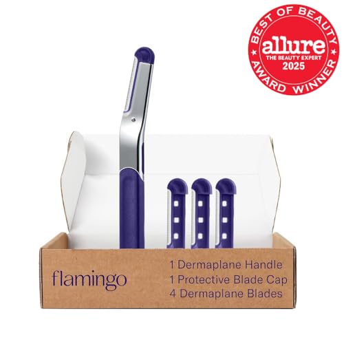 Flamingo Dermaplane blade refill in stainless steel for precise exfoliation.