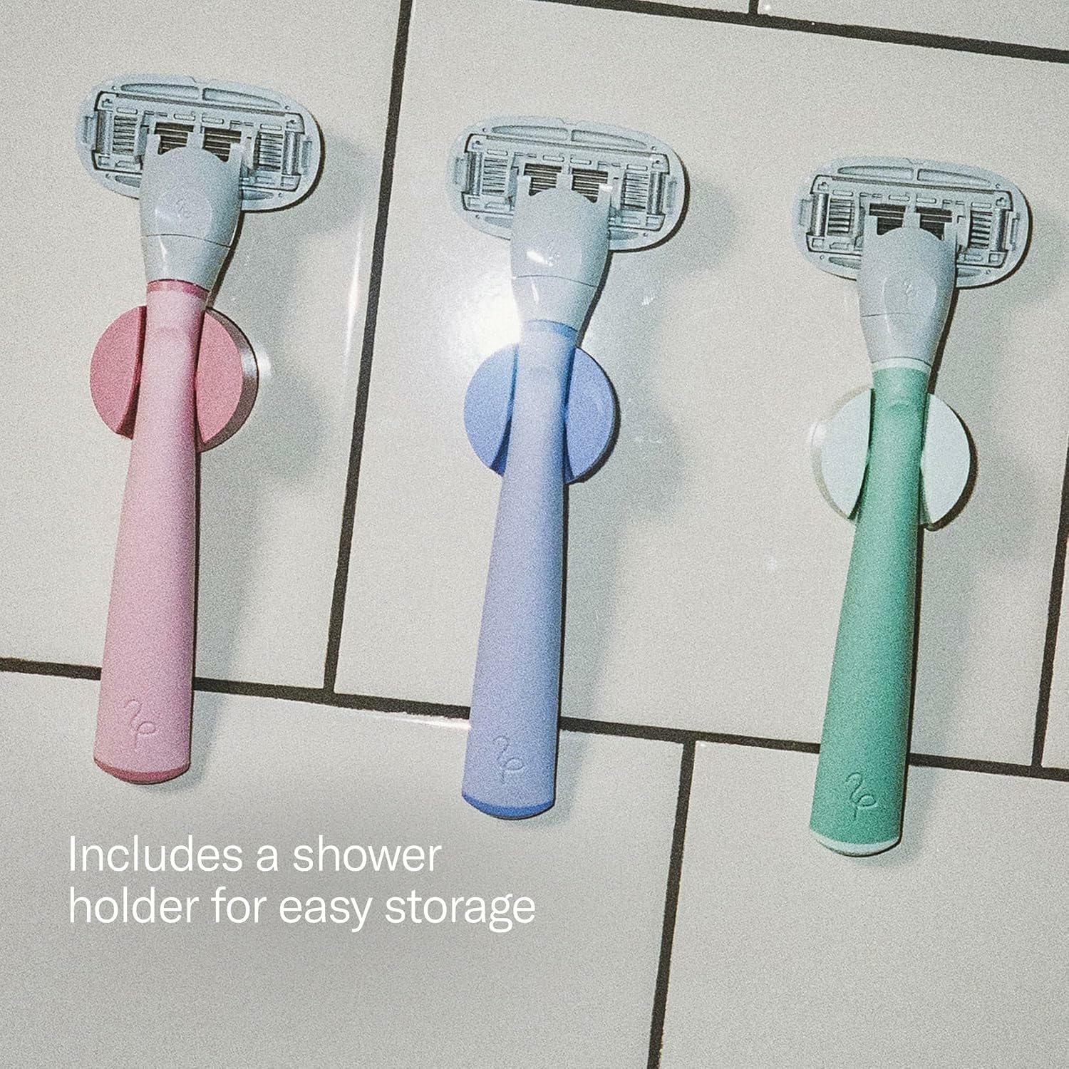 Flamingo ergonomic handle with weighted grip ensures secure control during shaving
