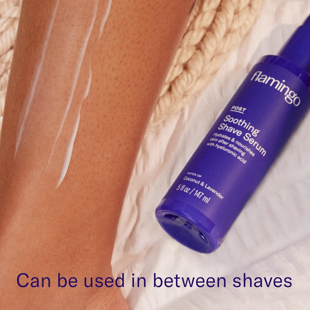 Flamingo Post Shave Serum with hyaluronic acid for hydration.