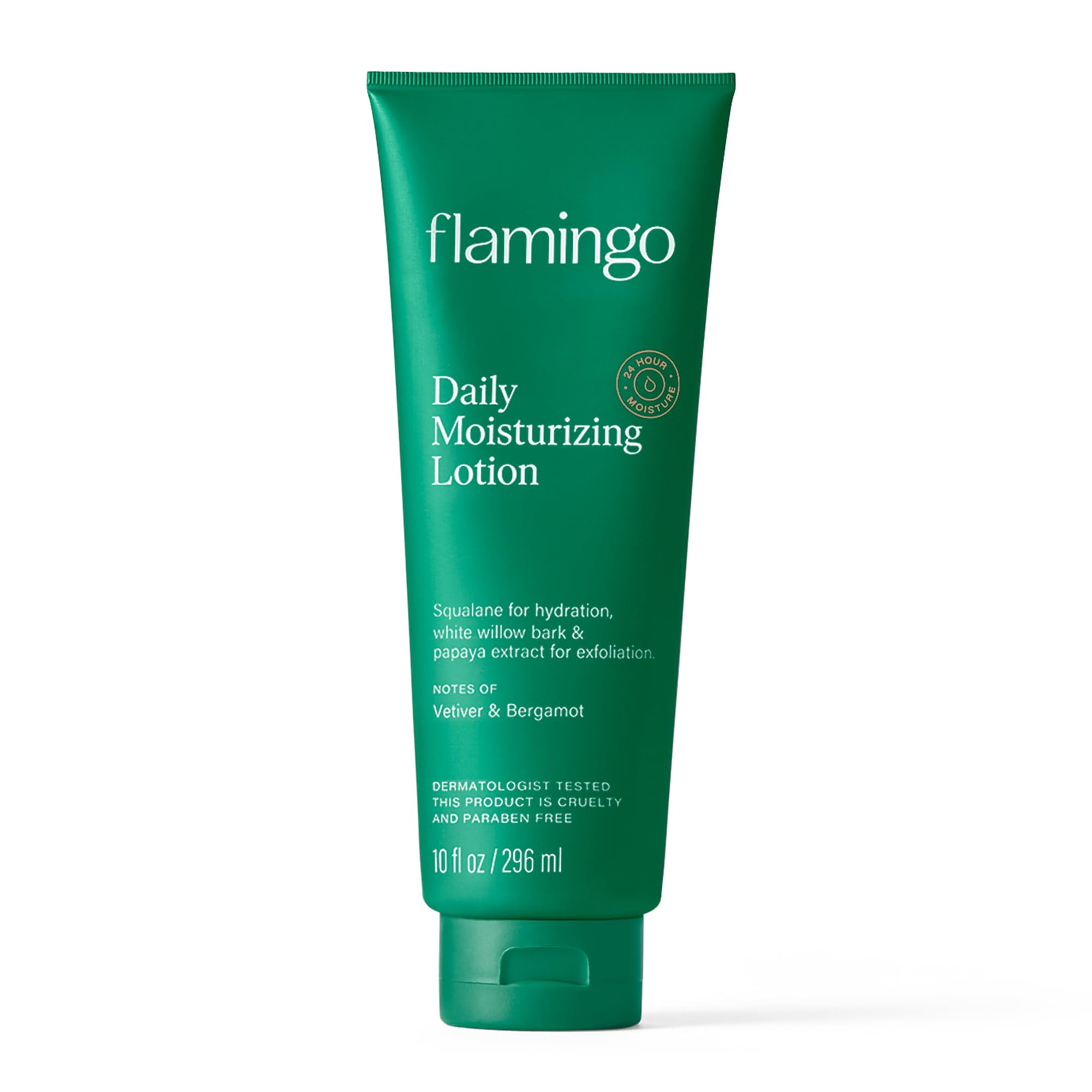 Flamingo Loción diaria 24 horas, hidratación continua para la piel.