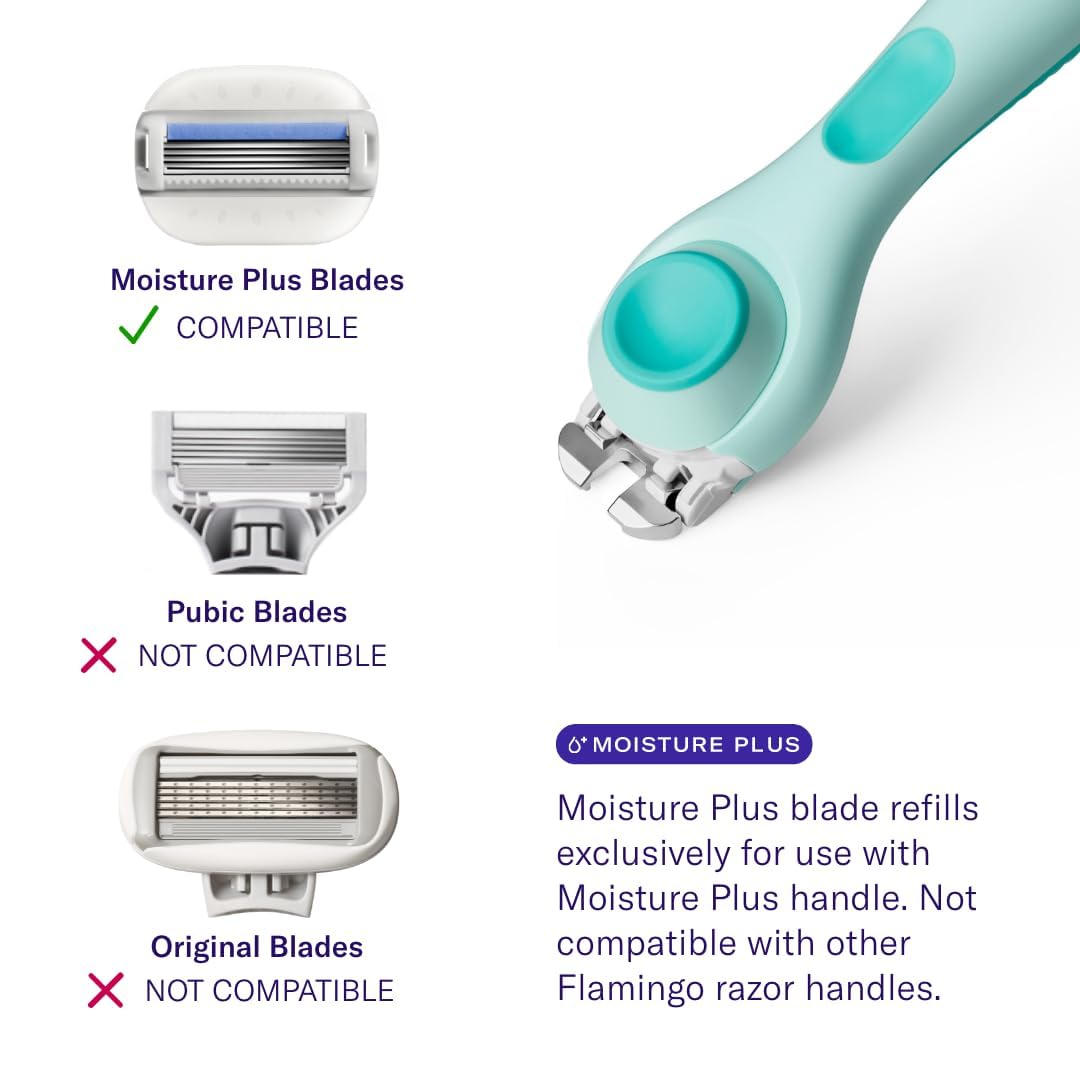 Flamingo Moisture Plus blade refills for a close shave with stainless steel blades