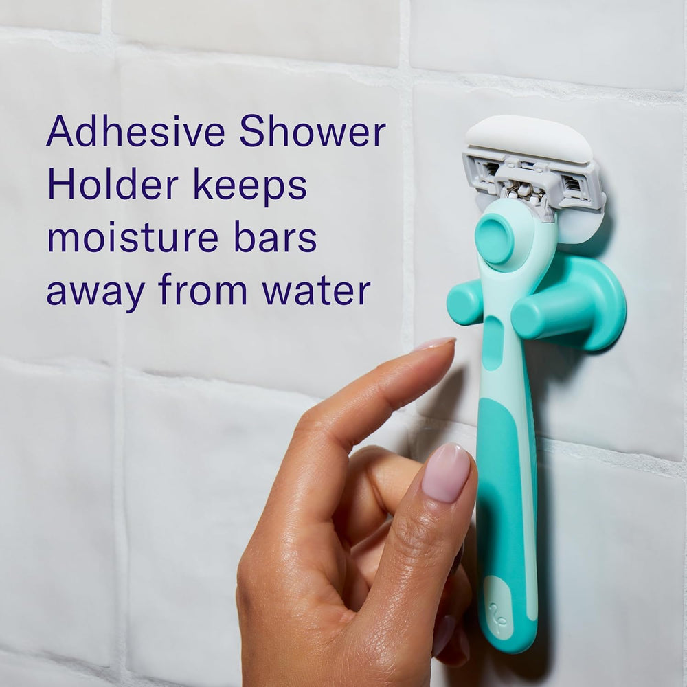 Flamingo Moisture Plus set packaging with handle, refill, and shower holder.