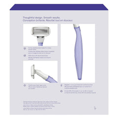 Flamingo five-blade refill highlights close, smooth results.