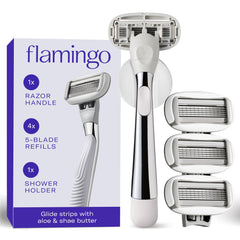 Flamingo Razor Handle offers a weighted, non-slip grip for secure shaving.