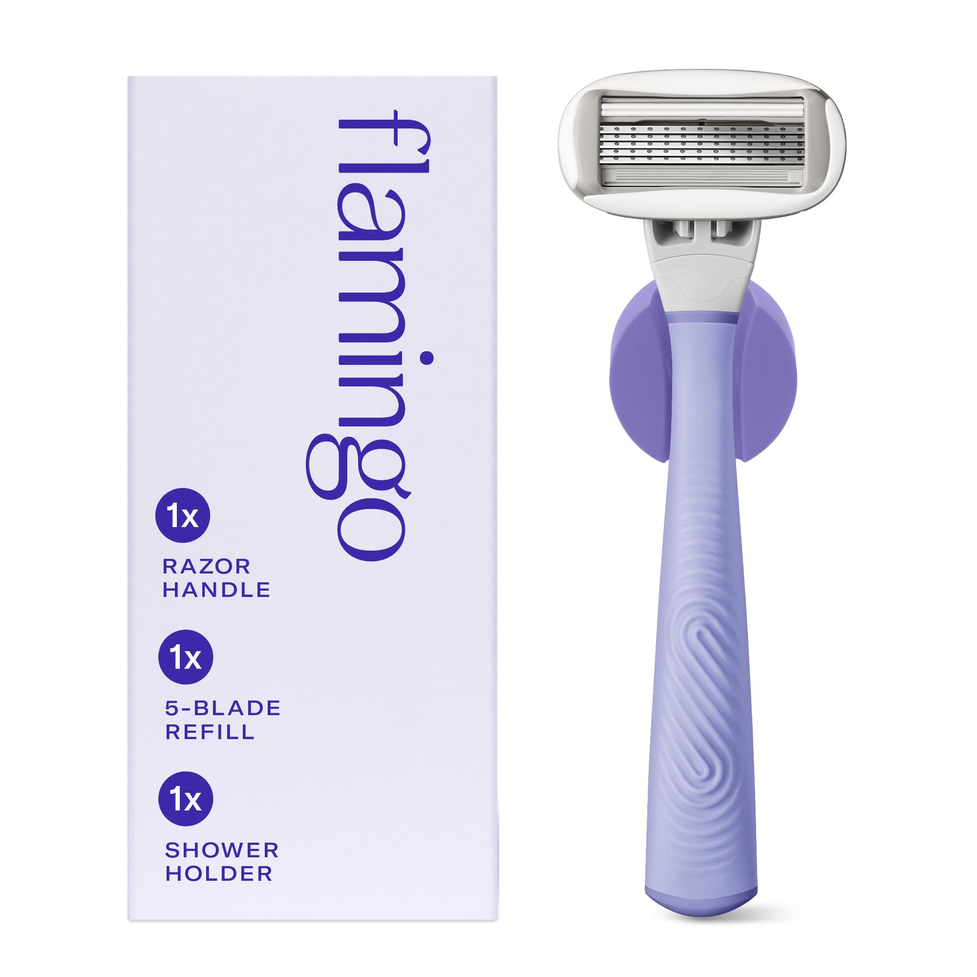 Flamingo Razor Lilac handle with a weighted, non-slip grip for precision.