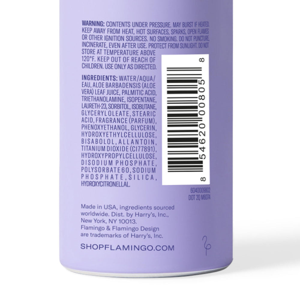 Flamingo Shaving Gel fragrance notes iris and lemon for spa-like experience.