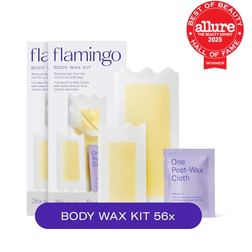 Flamingo wax strips applied to skin for hair removal