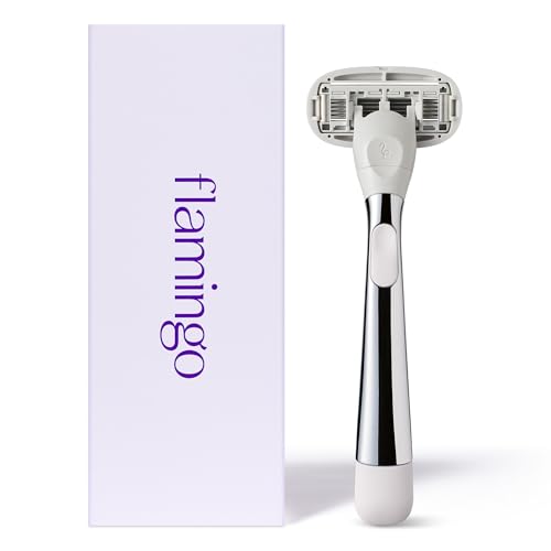 Flamingo blade refill with ultra-thin blades supports precise, close shaves.