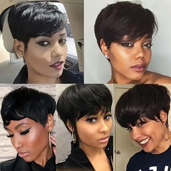 Flandi Pixie Cut Wig cap adjustment demonstrates secure, breathable fit