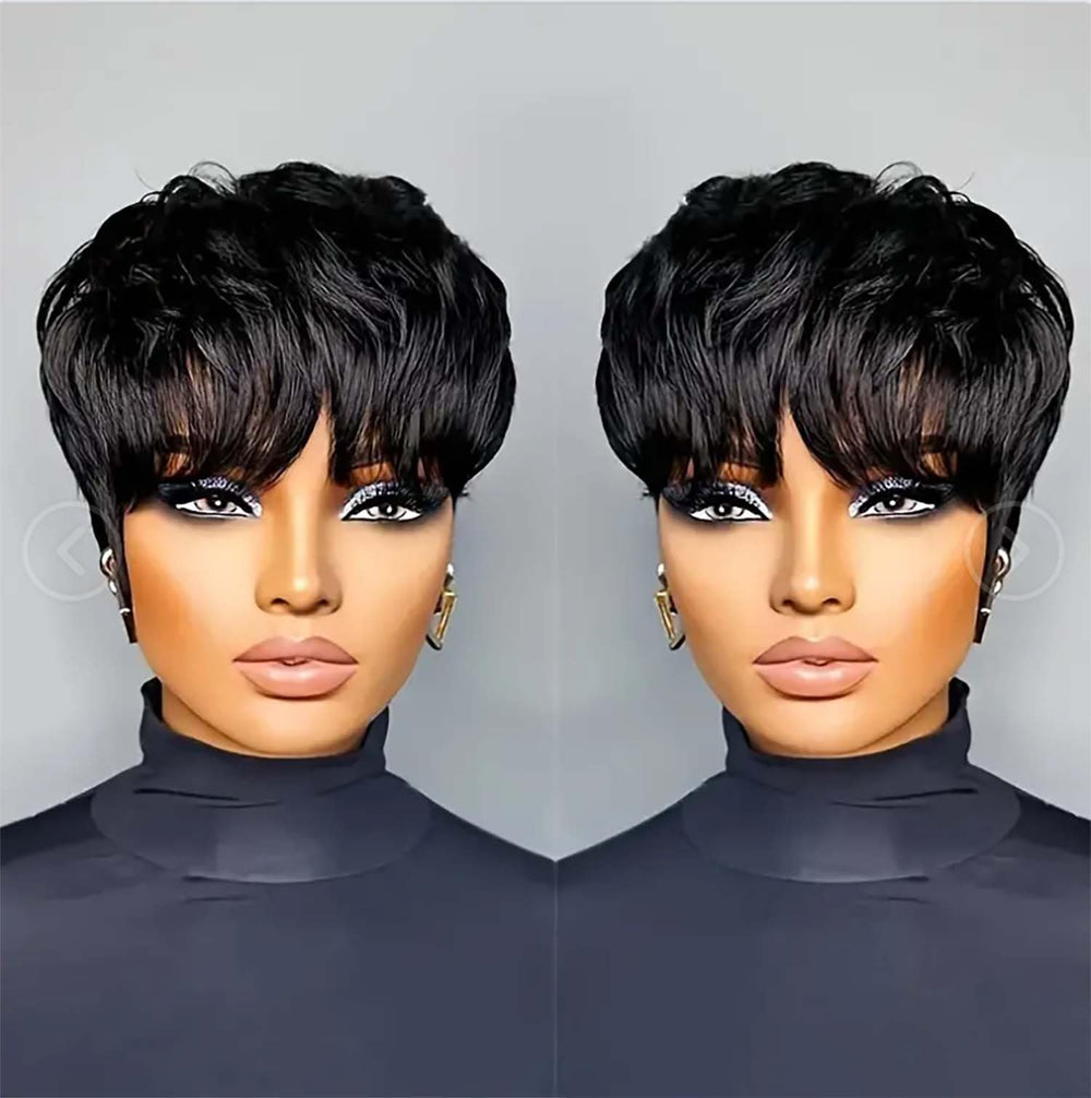 Flandi Pixie Cut Wig front view showing natural layered texture for daily wear