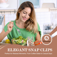 FLAREANN clip worn in a half-up style for quick, neat styling