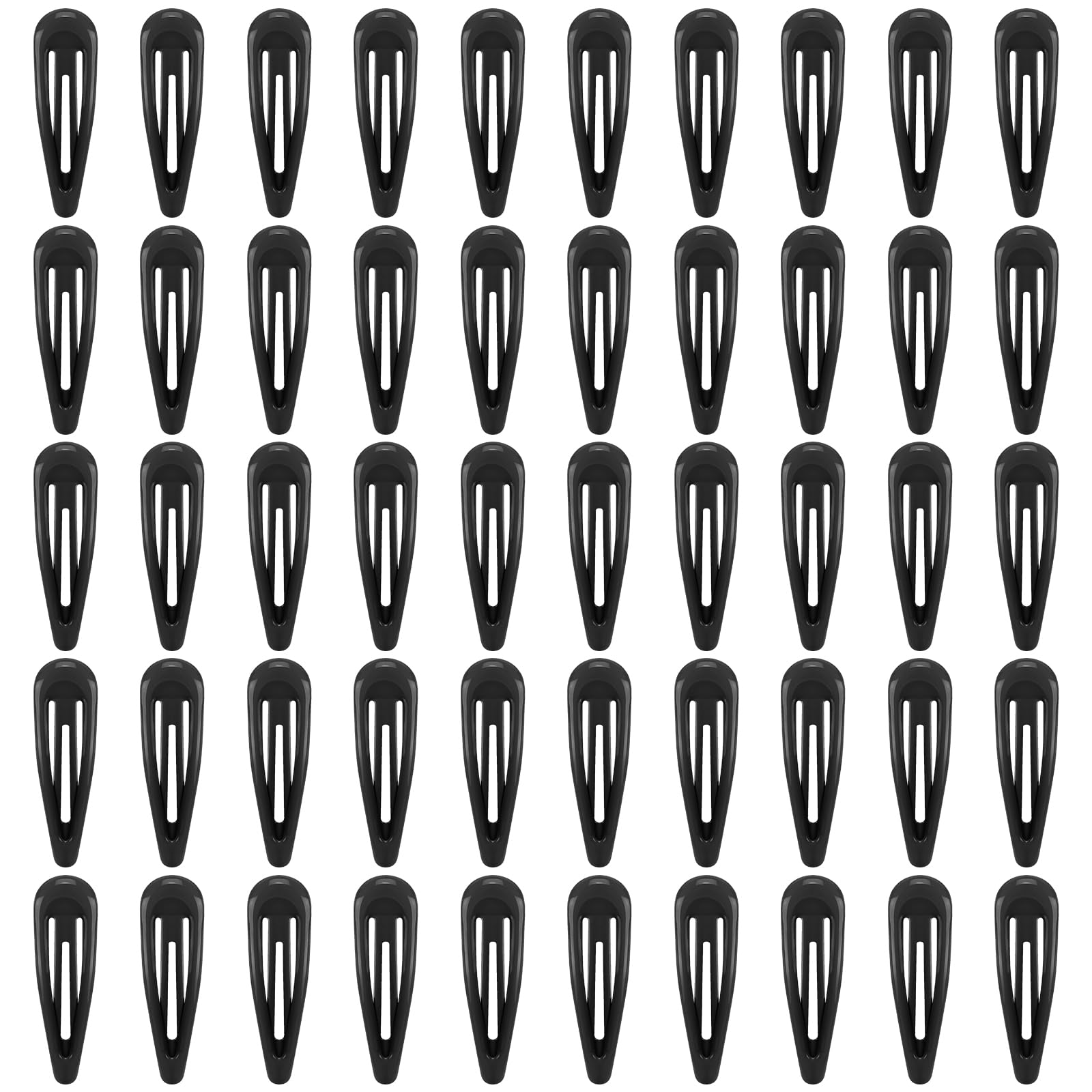 FLAREANN glossy black snap hair clips in a 50-pack box for everyday styling
