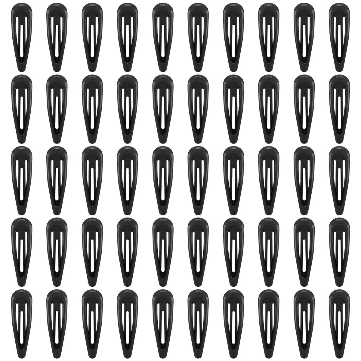 FLAREANN glossy black snap hair clips in a 50-pack box for everyday styling