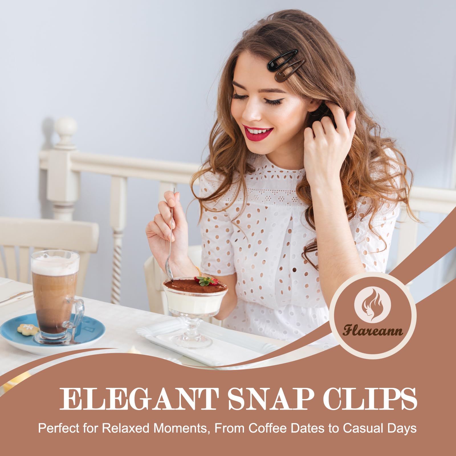 FLAREANN light brown glossy snap clip versatile for half-up looks