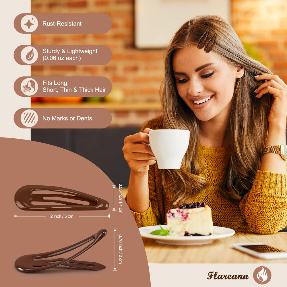 FLAREANN non-slip metal barrette delivers secure hold for bangs and flyaways.