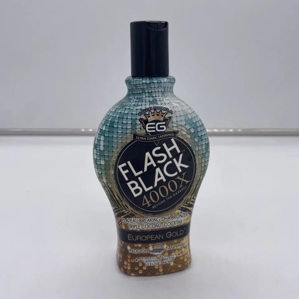 Flash Black European Gold 4000X, tubo de fórmula con bronceado progresivo para resultados duraderos.